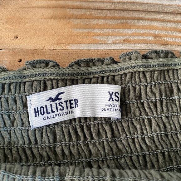 Hollister Smocked Off The Shoulder Long Sleeve green - Picture 4 of 6